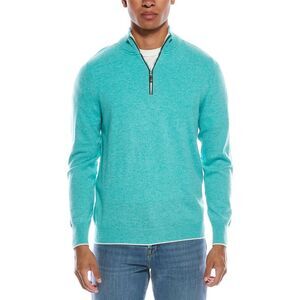 N.Peal Mens  Carnaby Cashmere 1/2-Zip Sweater, Green